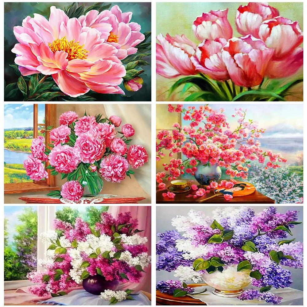 

Miaodu 5D Diamond Painting Flower Rose Diamond Art Embroidery Cross Stitch Kits Full Drill Picture Rhinestones Home Decor Gift