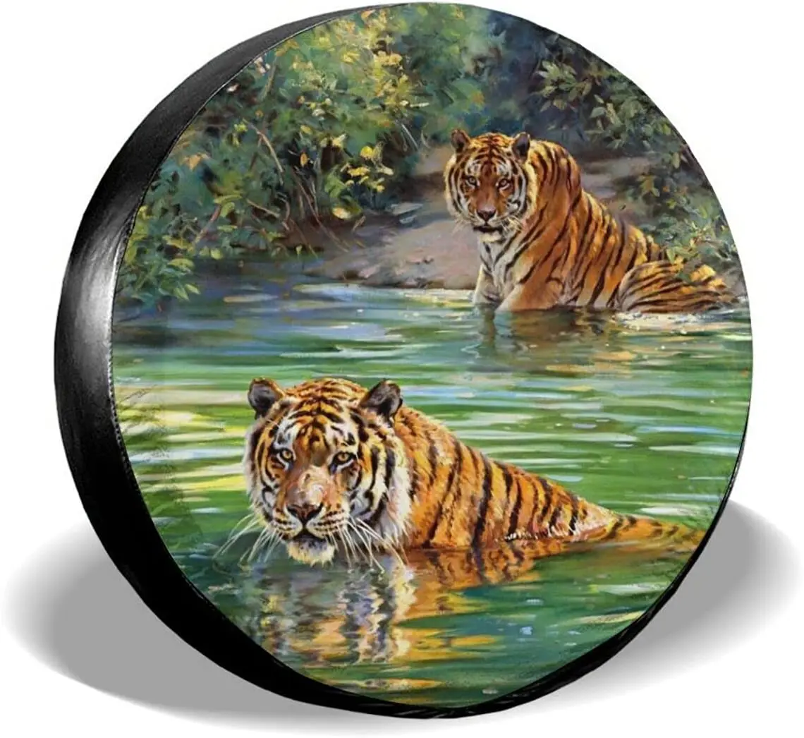 

Fall Decor Jungle Tigers Spare Tire Covers Cute Car Accessories for Women Rv Tire Covers for Trailers SUV Truck and Many Ve