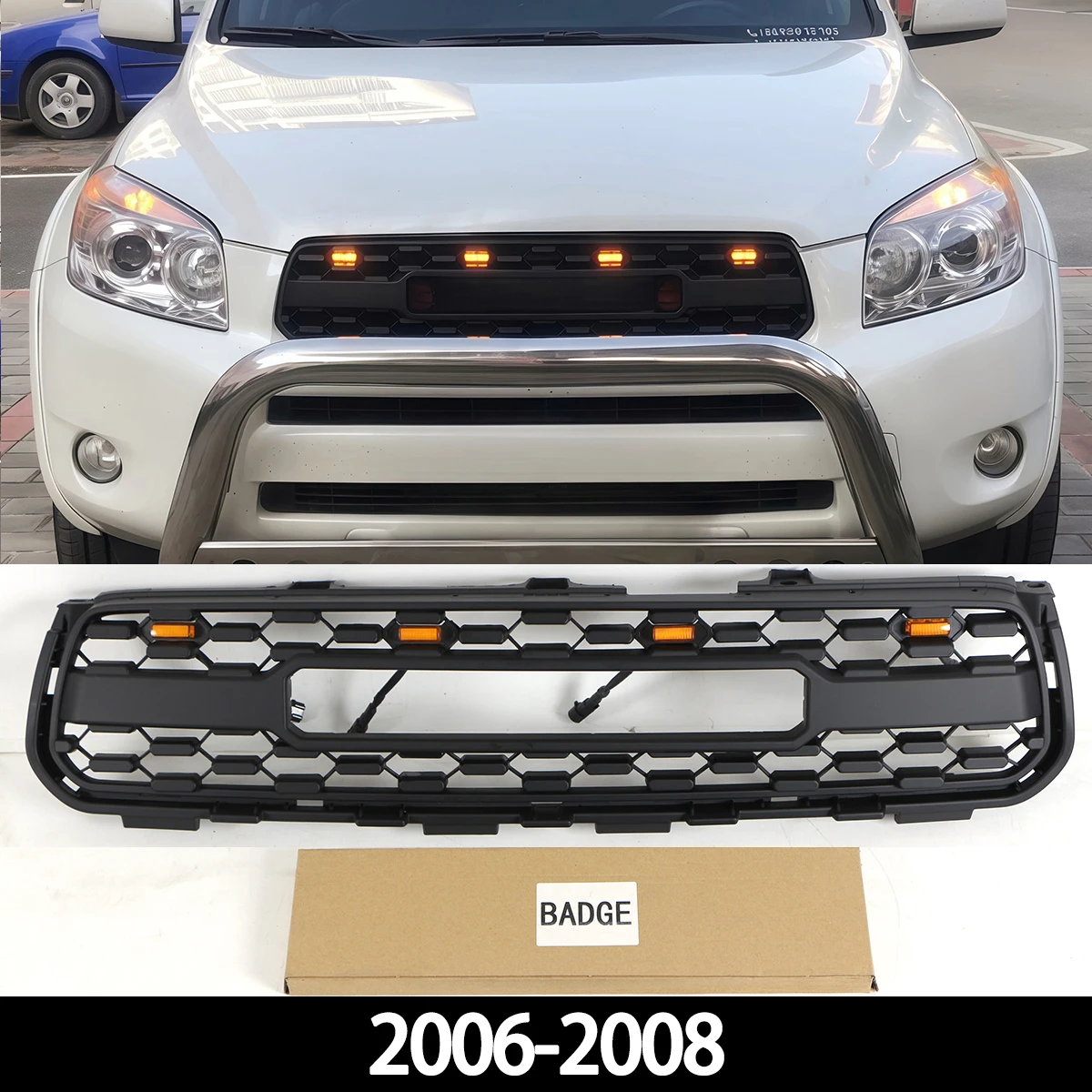 

Передняя решетка подходит для Toyota Rav4 TRD Style 2006-2008 годов, матовая черная решетка с подсветкой 2001-2009 гг.