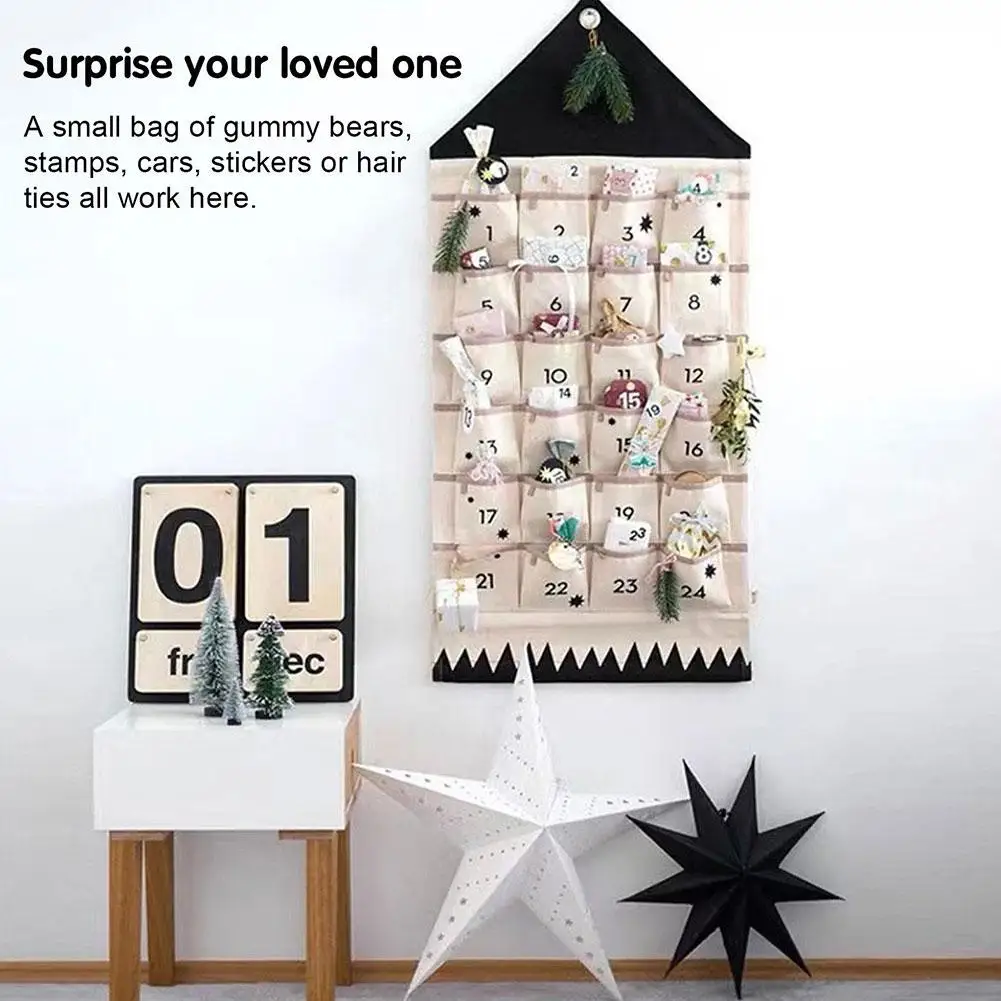 

Christmas Advent Calendar Wall Mounted Wardrobe Organizer Wall Toys Bag Hanging Storage Sundries Pouch Hang Organizer Jewel Z7T2