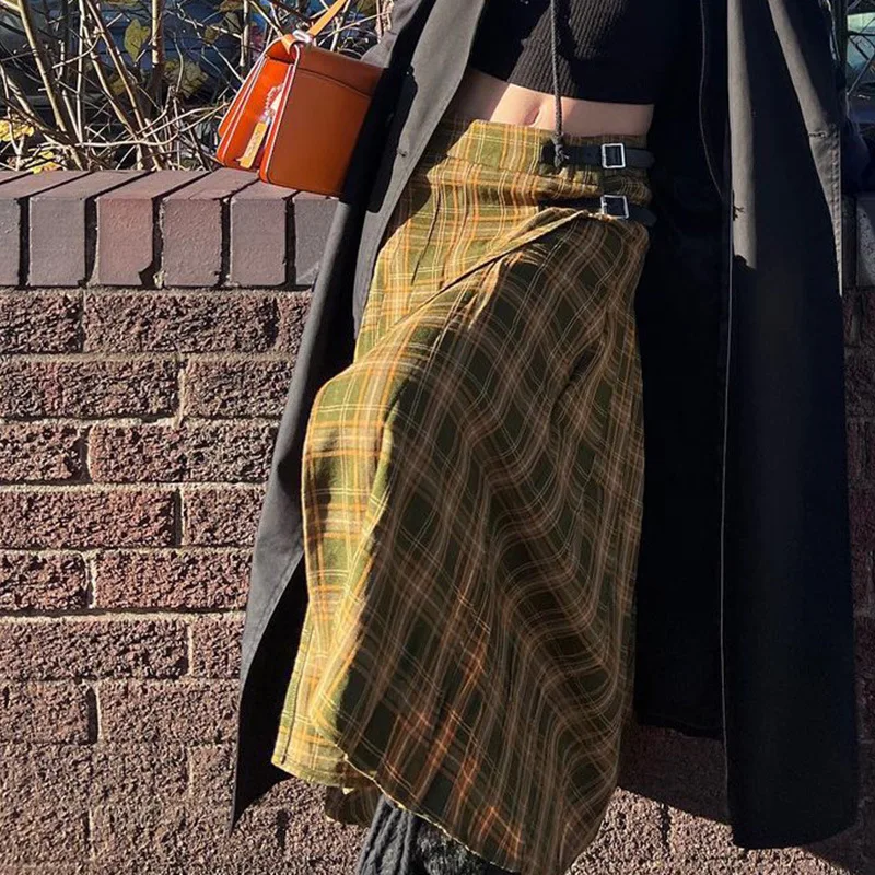 

Fashion High Waist Pleated Skirt Women Korean Elegant College Style Midi Skirt Ladies Autumn Winter Thick A-line Skirts