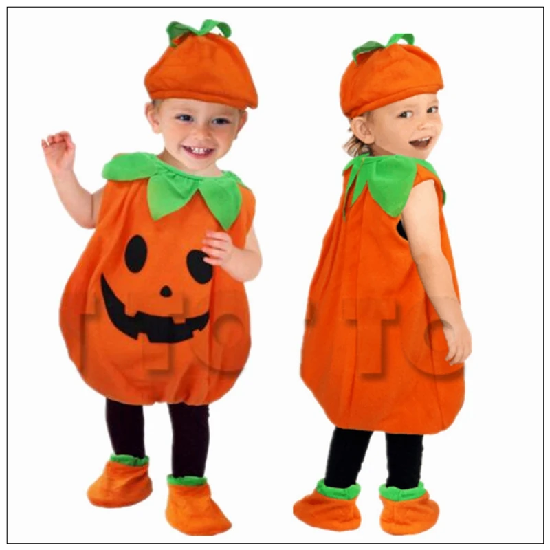 

Детский комбинезон на Хэллоуин, шапка, новый стиль 2022, для мальчиков и девочек, для косплевечерние, с тыквой, мультяшный, для 1-8 лет, детский к...