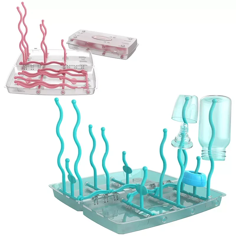 

Drying Rack Tree Storage Nipple Shelf Baby Pacifier Feeding Cup Holder Baby Bottle Cleaning Dryer Drainer Double Sided Portable