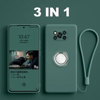 3 in1 liquid silicone ring holder case for poco x3 x4 m3 m4 pro 4g 5g x3 xiaomi poco x3 x4 nfc magnetic camera protection cover