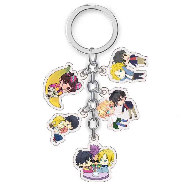 Аниме брелок Banana Fish с изображением персонажей Аш Линкса и Окумуры Эйджи. Двухсторонний брелок из акрила – подарок для поклонников косплея.