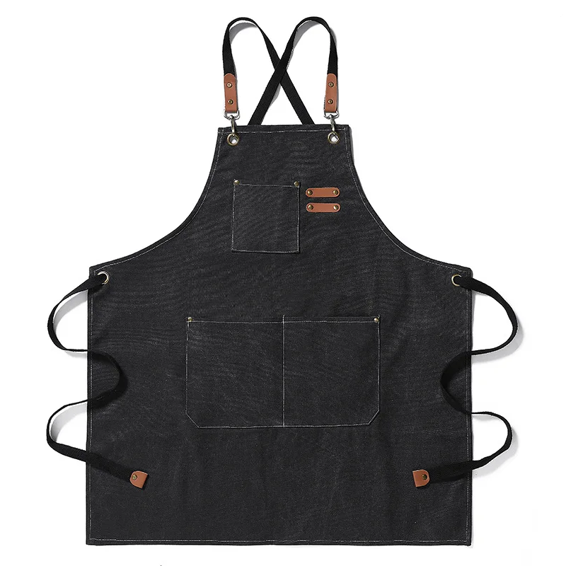 

Casual simple canvas denim apron antifouling barista home kitchen restaurant work barber men's and women's work clothes apron