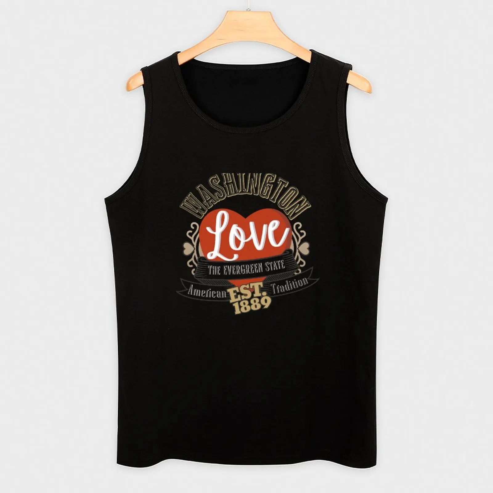Фото Майка Washington Love из мягкого хлопка, стандартный крой, базовая майка-футболка №3