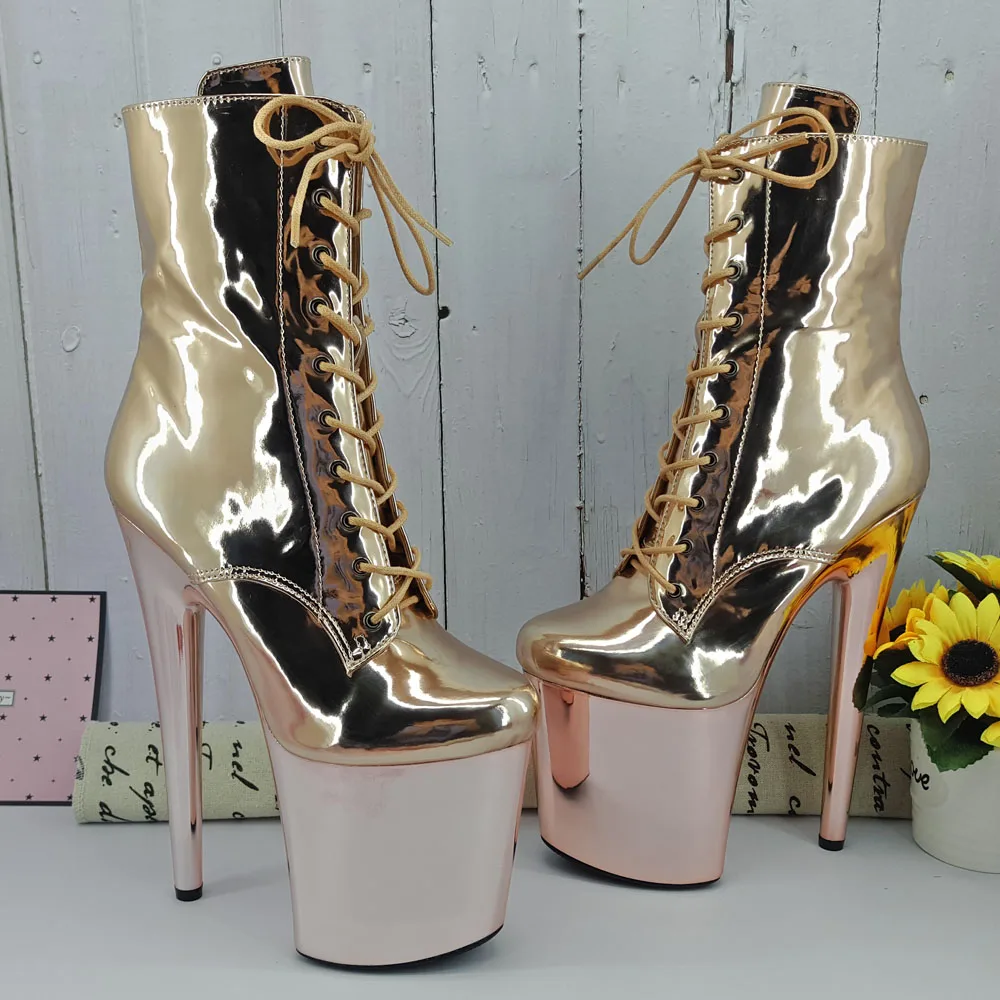 Leecabe Champagne 20CM/8inches Pole dancing shoes High Heel platform Boots closed toe Pole Dance boots