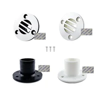 4Pcs White Black Round Nylon RV Yacht Boat Floor Deck Drain With Stainless Steel Cover