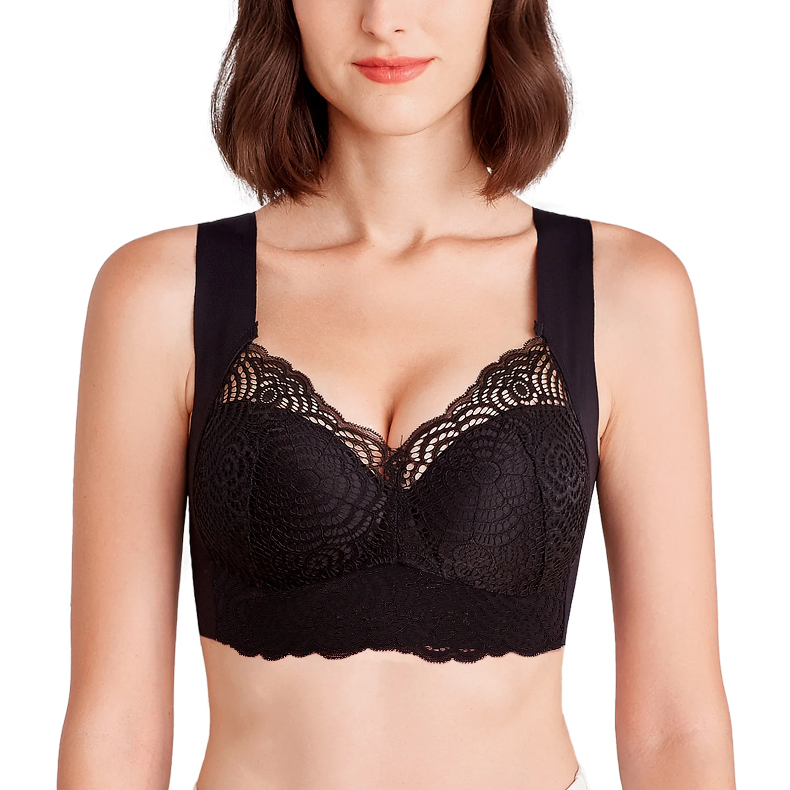 

FallSweet Plus Size Lace Bras for Women Wire Free Corsets Sexy Vest Lingerie Thin Cup Brassiere Girls Sleep Sports Underwear 6XL