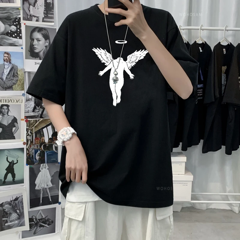 Футболка мужская летняя с круглым вырезом и коротким рукавом топ принтом