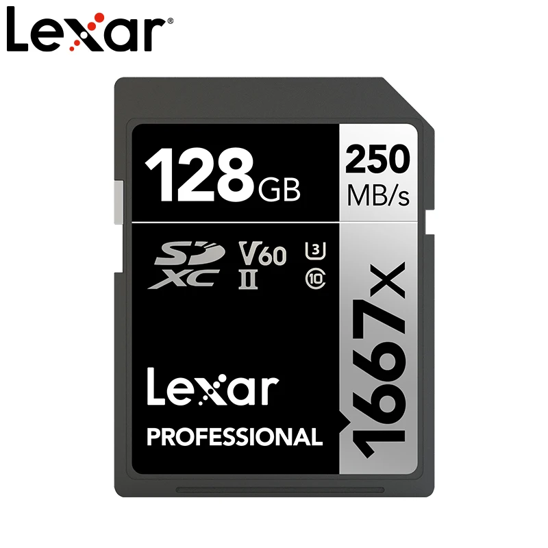 Оригинальная SD-карта памяти Lexar 1667X V60 250 дюйма Φ 64 ГБ 128 256 высокоскоростная sd-карта