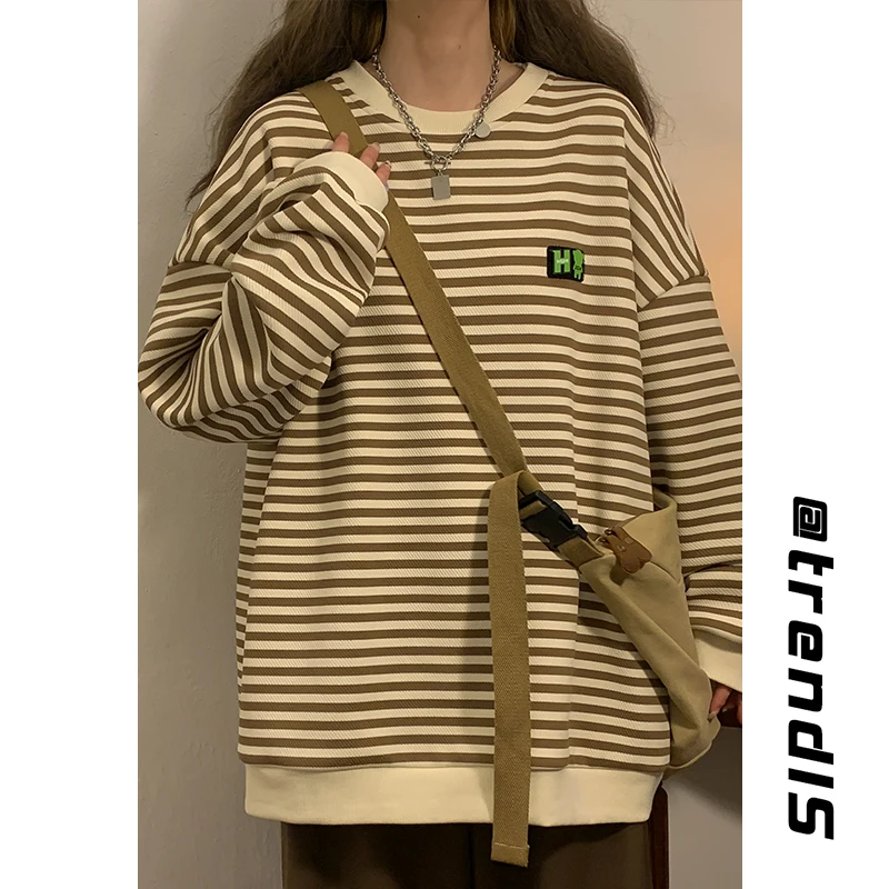 

2023 Autumn New Women's Model Interior Large Round Neck Striped Sweater