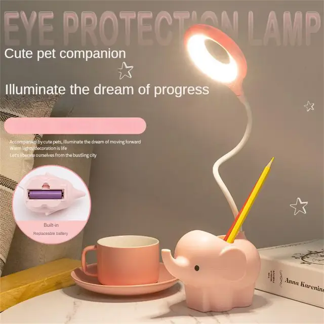 1/2PCS Cartoon Cute Creative Elephant LED Table Lamp USB Powered Light Three Color Temperature Learning Table Lamp Eye 5