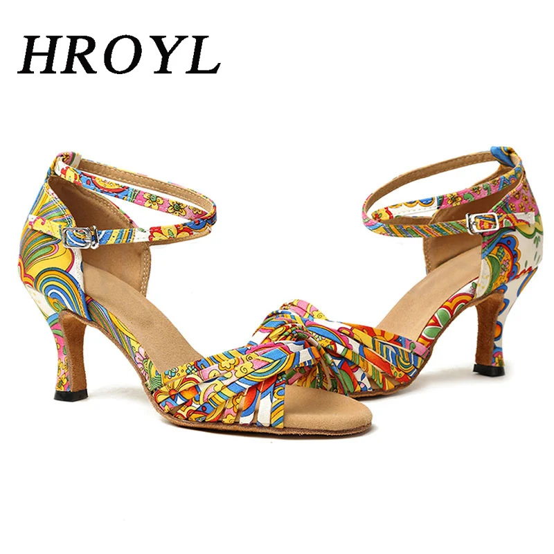 

HROYL Girls Dance-Shoes For Women Ladies Ballroom Latin Shoes Modern Tango Jazz Dancing Shoes Folk-custom Shoe Salsa Sandals