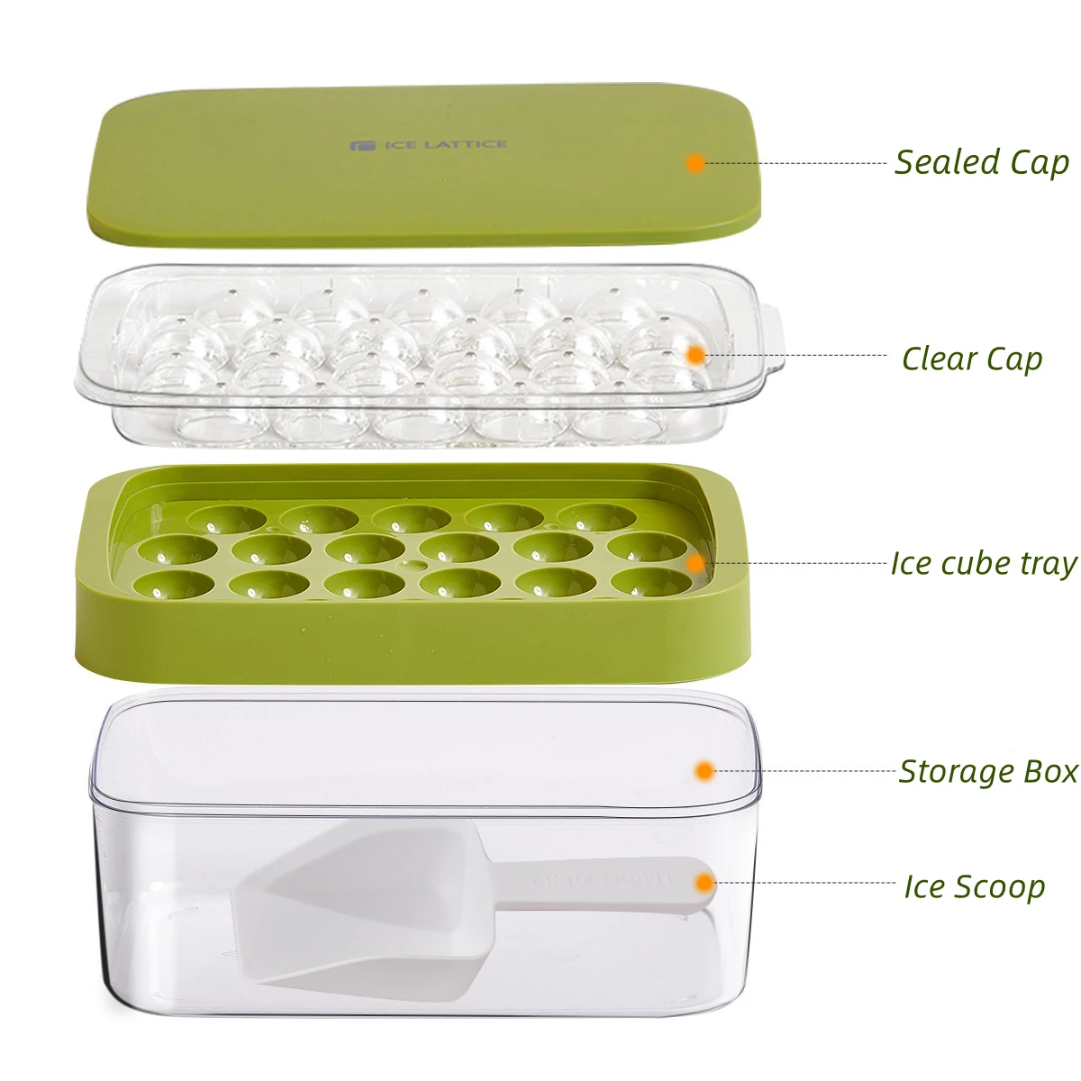 

4 In 1 New Round Ice Cube Tray With Storage Box Quick Demould Ice Ball Mold Large Capacity Ice Spherical Maker Party Bar Kitchen