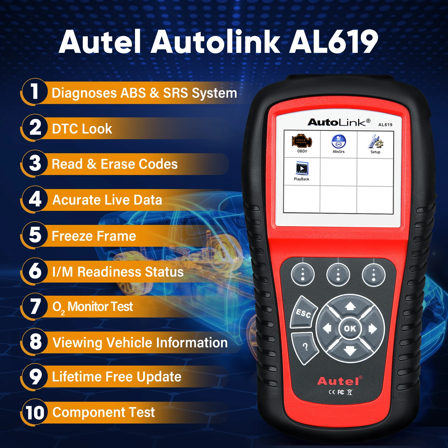Автомобильный сканер Autel OBD2 диагностический инструмент ML629 ML519 AL619 автомобильный