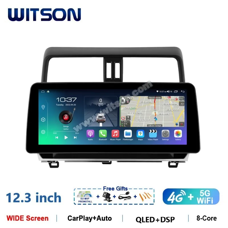 Фото Автомагнитола WITSON Android Carplay для Toyota Land Cruiser Prado 150 с DSP, 12.3'' QLED экраном, GPS-навигацией и мультимедиа. №1