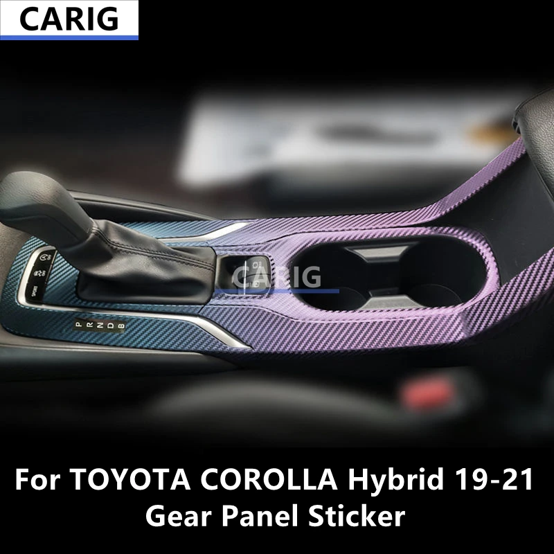Фото Наклейка на панель передач для TOYOTA COROLLA Hybrid 19-21, Модифицированная защитная пленка из углеродного волокна для интерьера автомобиля, модификация аксессуаров №1