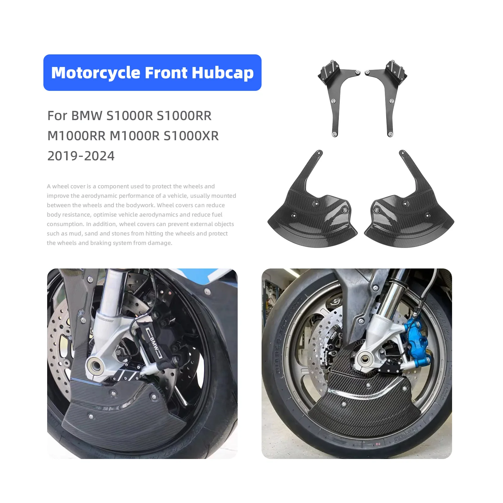Фото Материал из углеродного волокна для BMW S1000R S1000RR M1000R M1000RR S1000XR 2019-2024, крышка переднего крыла, аксессуары для мотоциклов №2