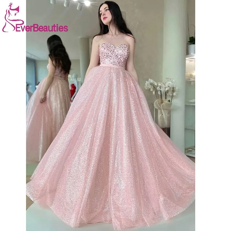 

Glittery Sequins Long Prom Dresses for Women 2023 A-Line Party Dress Sweetheart Vestidos De Fiesta Elegantes Para Mujer