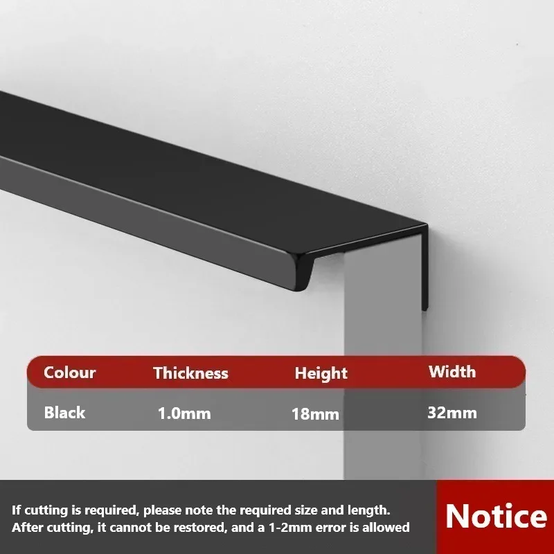

Невидимая ручка для гардероба, черная, современная, минималистичная, дверной шов ящика, боковая неперфорированная дверная ручка
