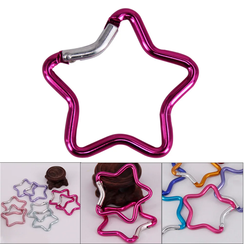 

3pcs Carabiner Clips Star Spring Hook Keyring Camping Karabiner Random Color Outdoor Camping Climbing Hiking Buckles
