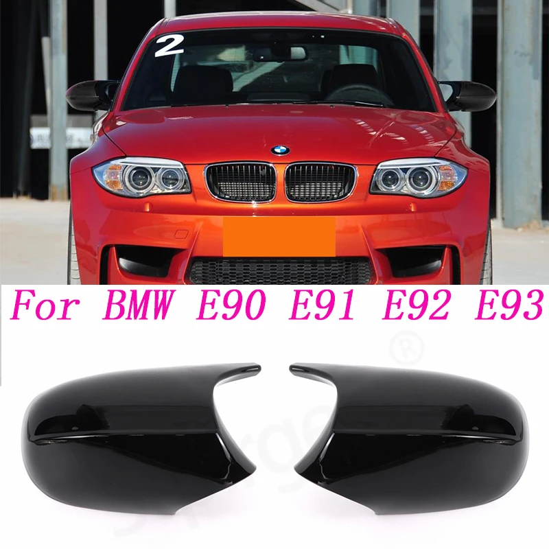 Rear View Mirror Covers Caps For BMW 1 3 Series E81 E82 E87 E88 E90 E91 E92 E93 Carbon Fiber Gloss Black Rearview Mirror Cover