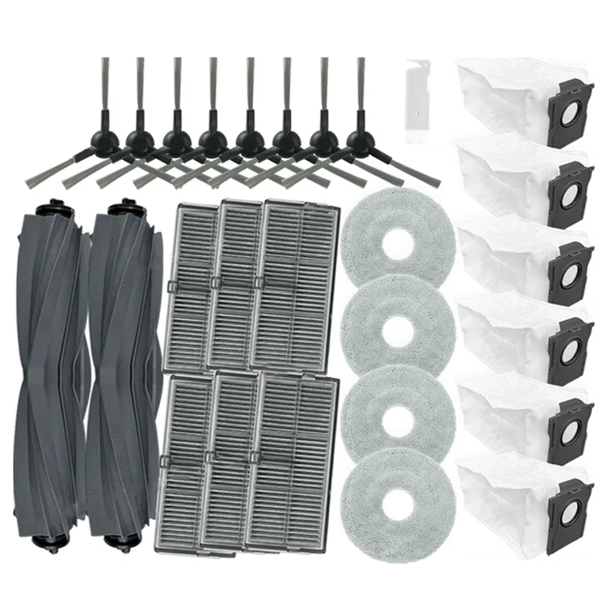 

Для Dreame Mova E30 Ultra вакуумные запасные части, основная боковая щетка, фильтр Hepa, швабра, тканевый мешок для пыли, аксессуары