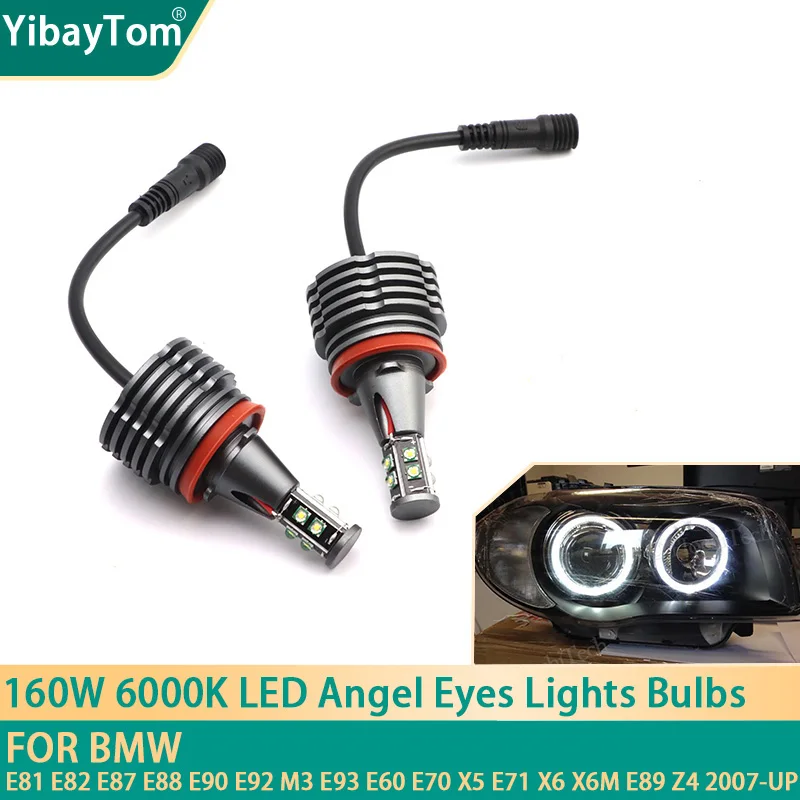 

2p 160W 6000K lamp LED Angel Eyes Marker Light Bulbs For BMW E81 E82 E87 E88 E90 E92 M3 E93 E60 E70 X5 E71 X6 X6M E89 Z4 2007-UP