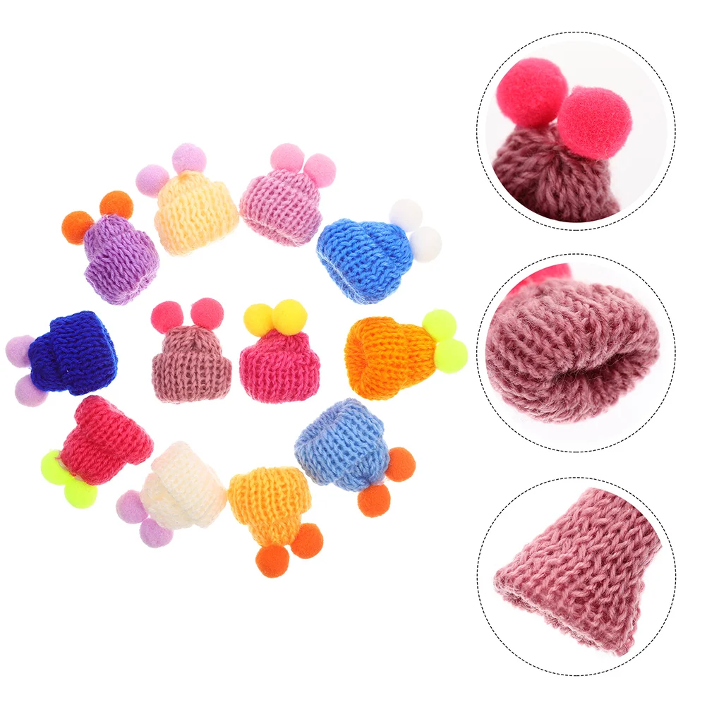 

60 Pcs Mini Beanie DIY Knitting Hats House Decors Decorative Caps Small Yarn