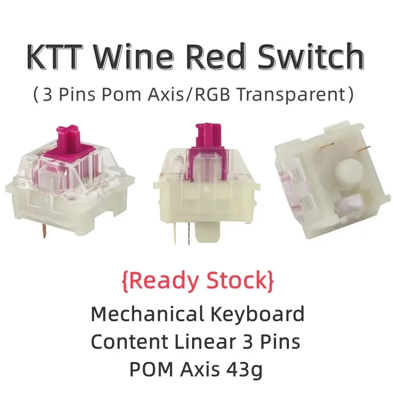 KTT Wine Red V2 45g Линейный переключатель 3-контактный POM Hot Plug Механическая клавиатура