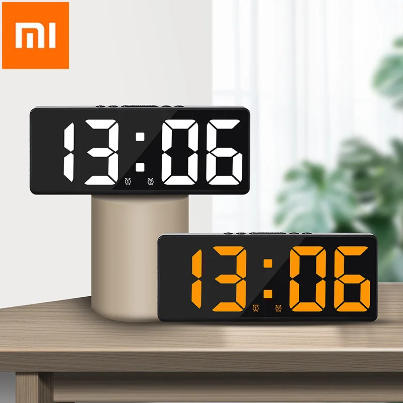 

2022 XIaomi Mijia Voice Control Digital Alarm Clock Teperature Snooze Night Mode Desktop Table Clock 12/24H LED Clocks Watch