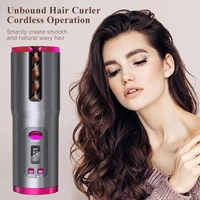 hair curler cordless automatic portable ceramic barrel 6 temperature lcd timer setting fast heating hair styling not hurt hair