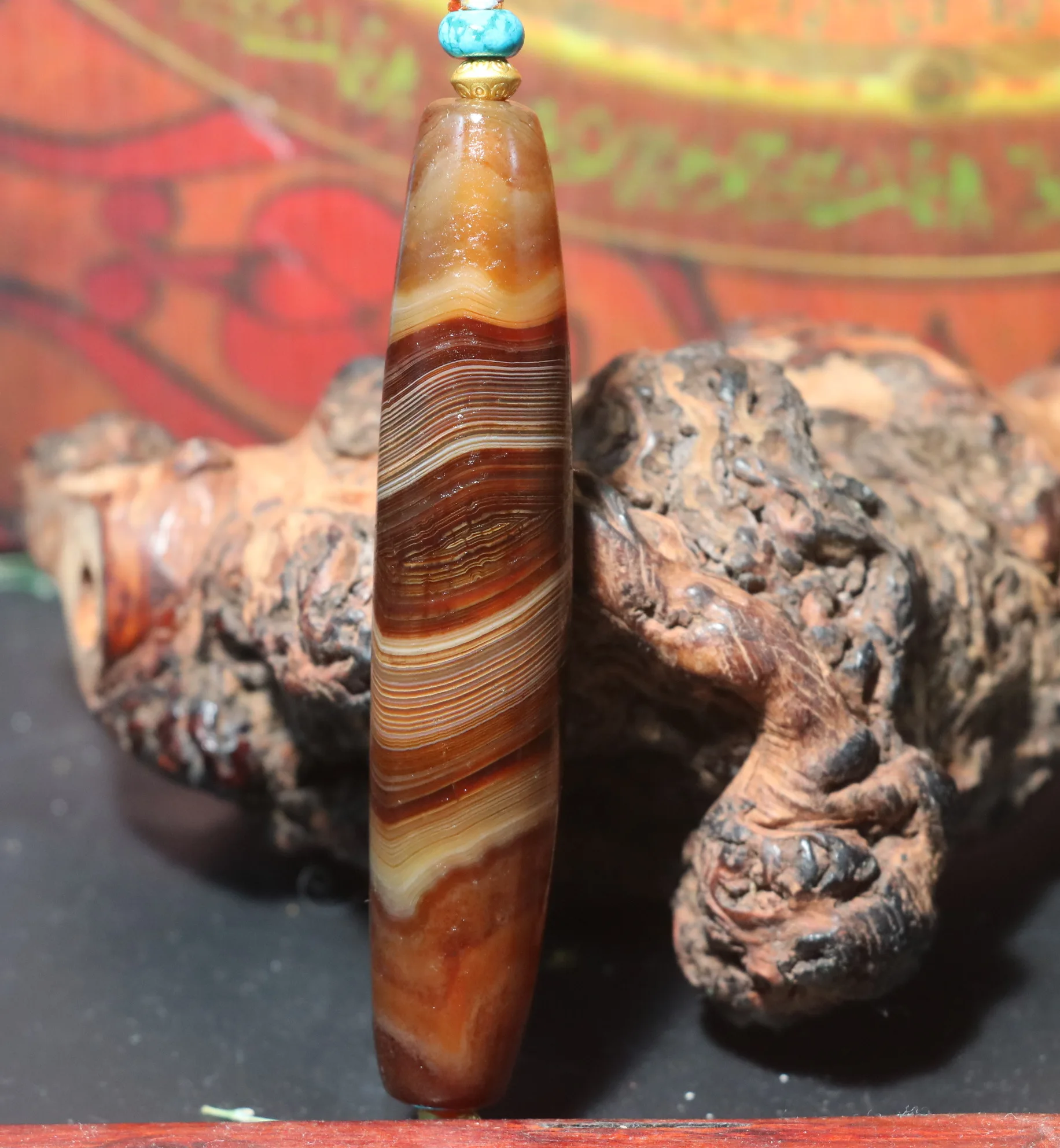 Энергетический Тибетский Старый Агат естественные насыщенные линии шелкопряда