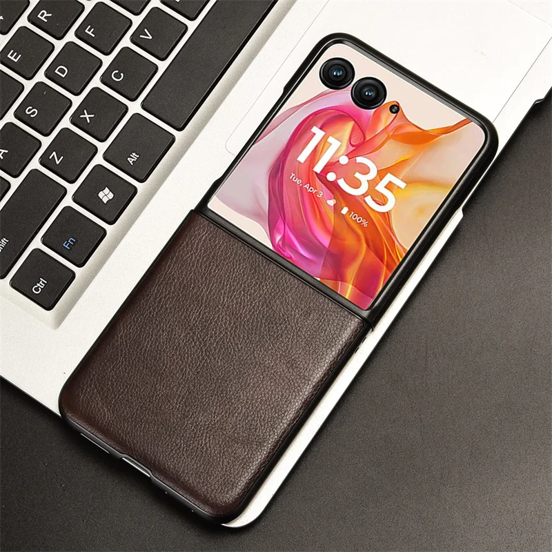 Для Motorola Moto Razr 50 Ultra XT2451 Чехол из искусственной кожи с жесткой задней крышкой