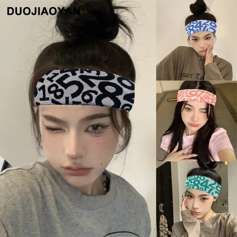 

Korean Style New Fashion Digital Knitting Elastic Ribbon Sports Wide-Brimmed Wool Hair Band Temperament Sweat Headband Wholesale