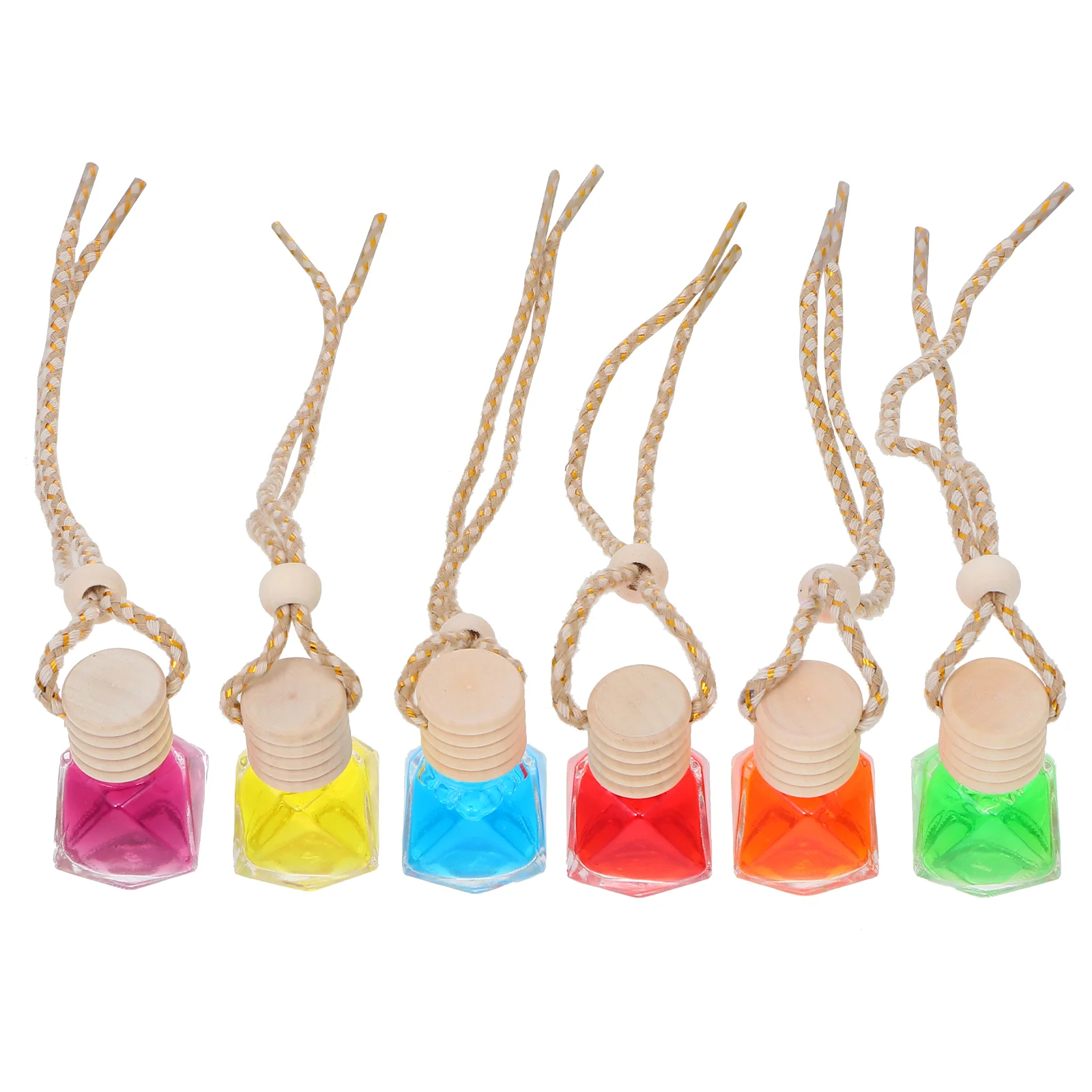 

6 Pcs Rearview Mirror Car Perfume Bottle Diffusers Essential Oils Hanging Glass Pendants