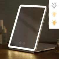 3 Color Light LED Makeup Folding Vanity Mirror with 80 LED Lights Foldable Travel Touch Screen Cosmetic Mirror Touch Screen