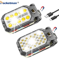 pocketman portable led work light usb rechargeable cob inspection lamp magnetic work lamp flashlight torch with power display