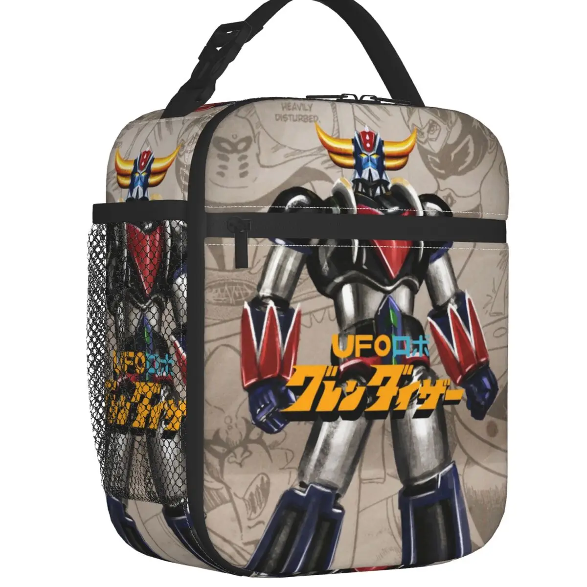 Grendizer Anime Insulated Lunch Bags for Women UFO Robot Goldorak Portable Cooler Thermal Bento Box Work School Travel