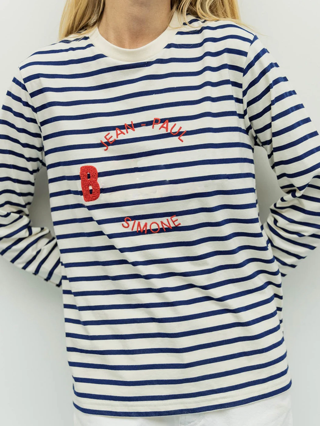 

Женская Винтажная футболка в полоску, с длинным рукавом и вышивкой