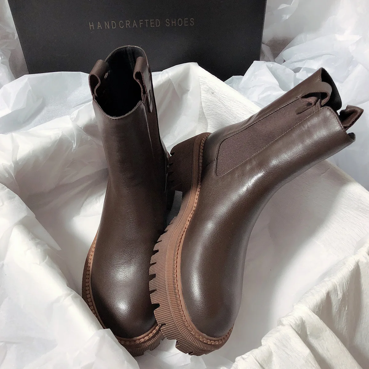 

Ботинки женские из ПУ кожи, базовая обувь на резиновой подошве, на среднем каблуке со скошенным каблуком, римские ботинки на среднем каблуке