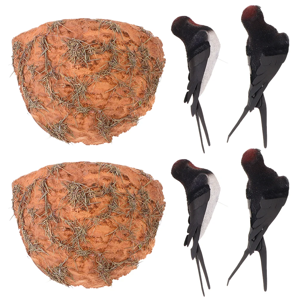 

Bird Easter Artificial Swallow Ornaments Rattan Fake Birds Decor Kit Foam Decoration Crafts Birdhouses Cage Tree Garden Statue