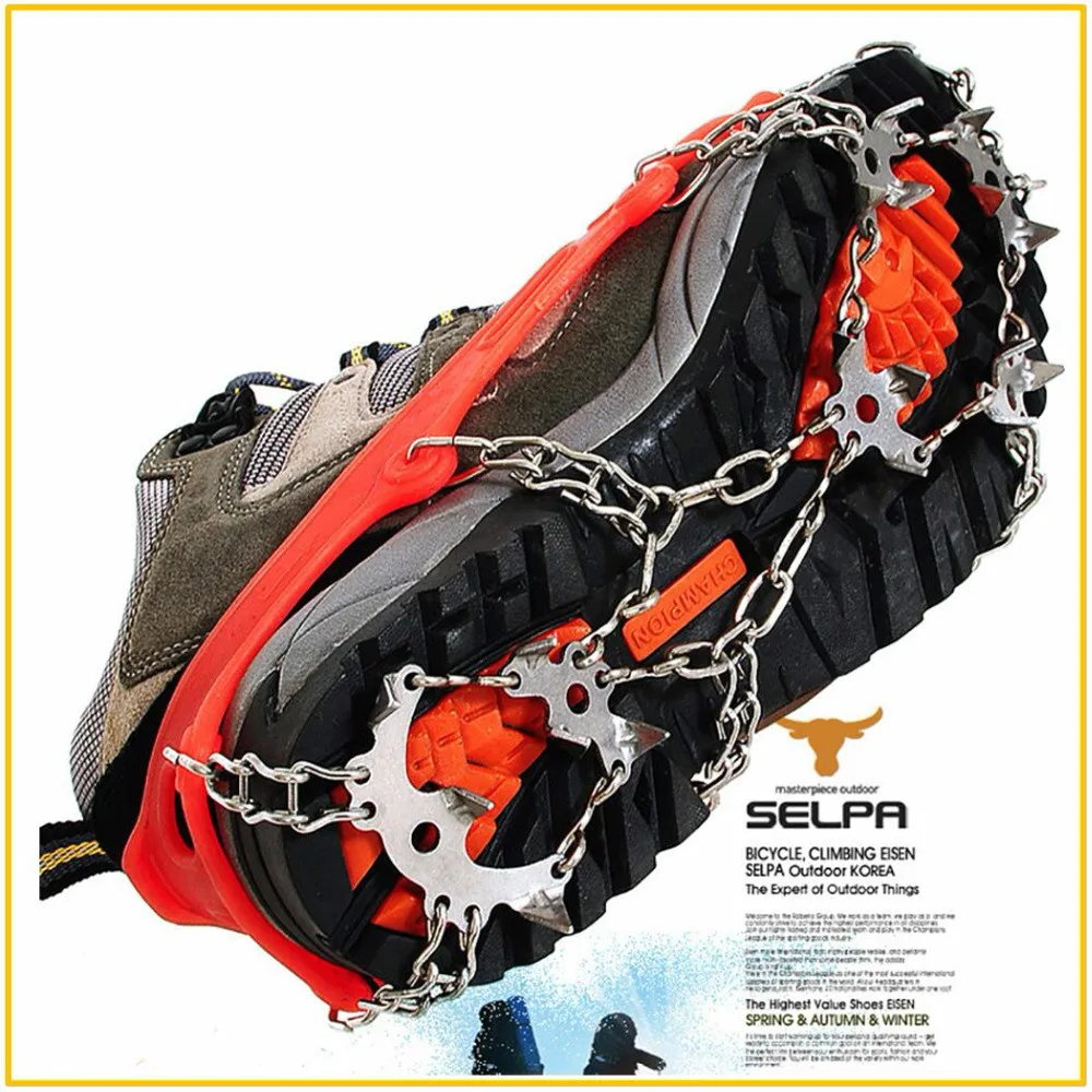 

High Quality Outdoor Climbing Antiskid Crampons Winter Walk 18 Teeth Ice Fishing Snowshoes Manganese Steel Slip Shoe Covers