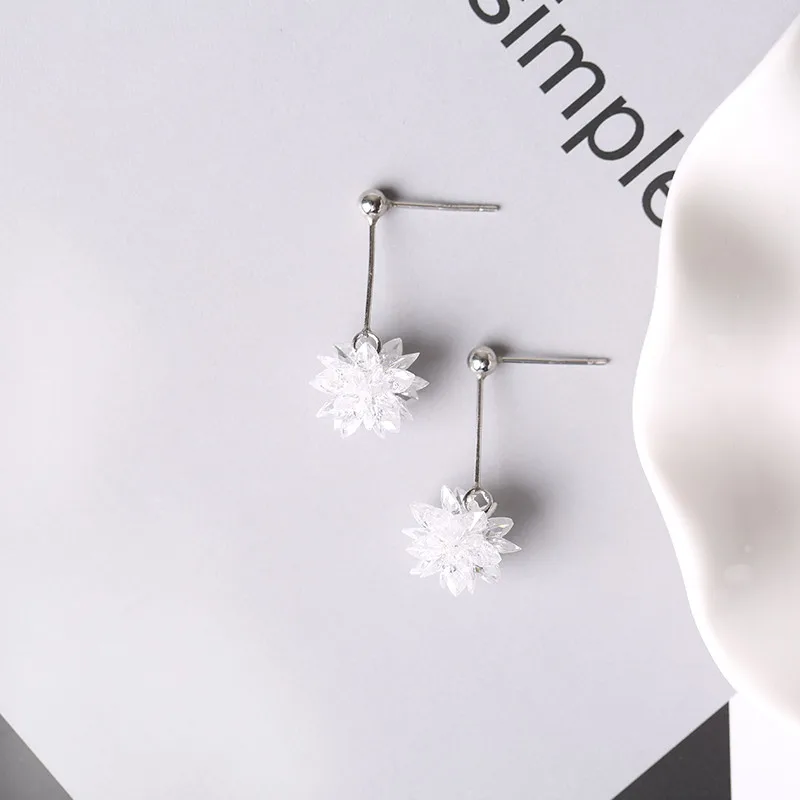 

Sterling Silver S925 Ice Flower Earrings Shiny AAA Zircon Girlfriend Birthday Holiday Jewelry Boutique Gift Earrings