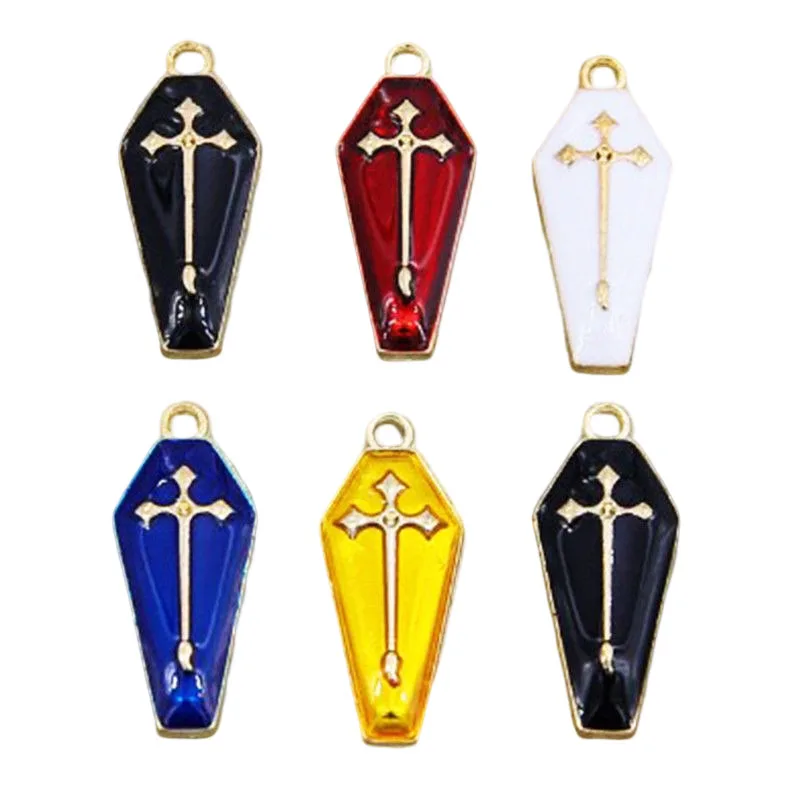 

WZNB 20Pcs Alloy Craft Charms Enamel Vampire Cross Coffin Pendant For Diy Jewelry Making Necklace Bracelet Supplies Accessories