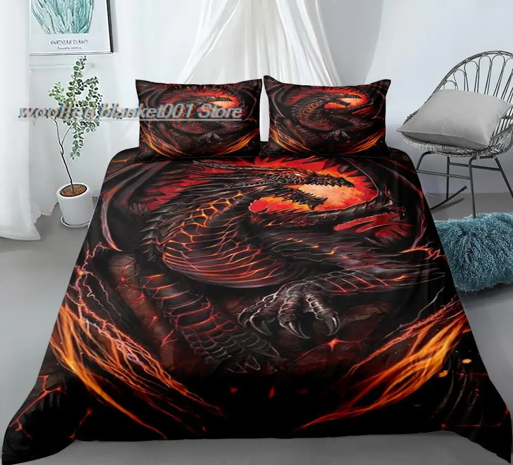 

Dragon Duvet Cover Set Colorful Graffiti Pattern Bedding Bohemian Style Queen Size Bedroom Bedclothes