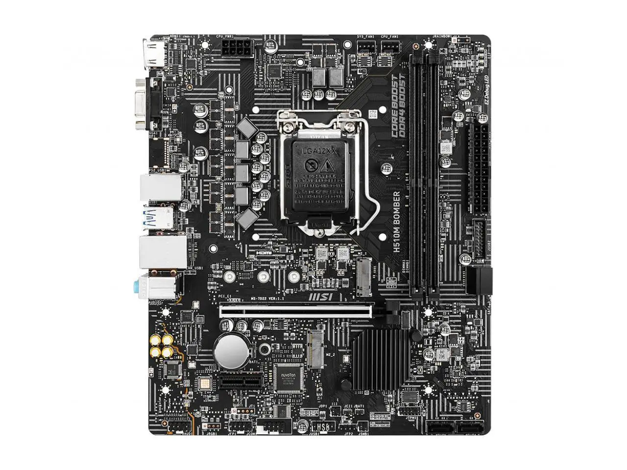 

MSI H510M BOMBER LGA1200 DDR4 PCIe 4.0 Motherboard, Support 10/11th Intel Core / Pentium Gold / Celeron Processor