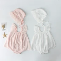 ins 2022 summer babies clothing cotton baby one hundred days take fly princess sleeve gauze ha ha skirts to climb romper